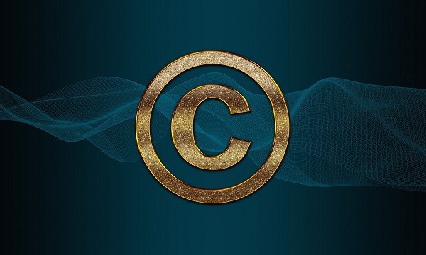 copyright symbol on net background